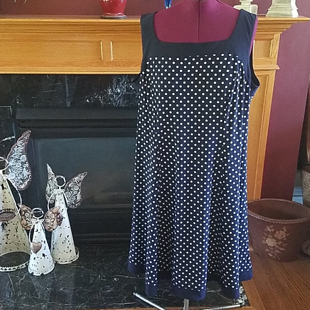Chaps polka dot 18w sleeveless dress
